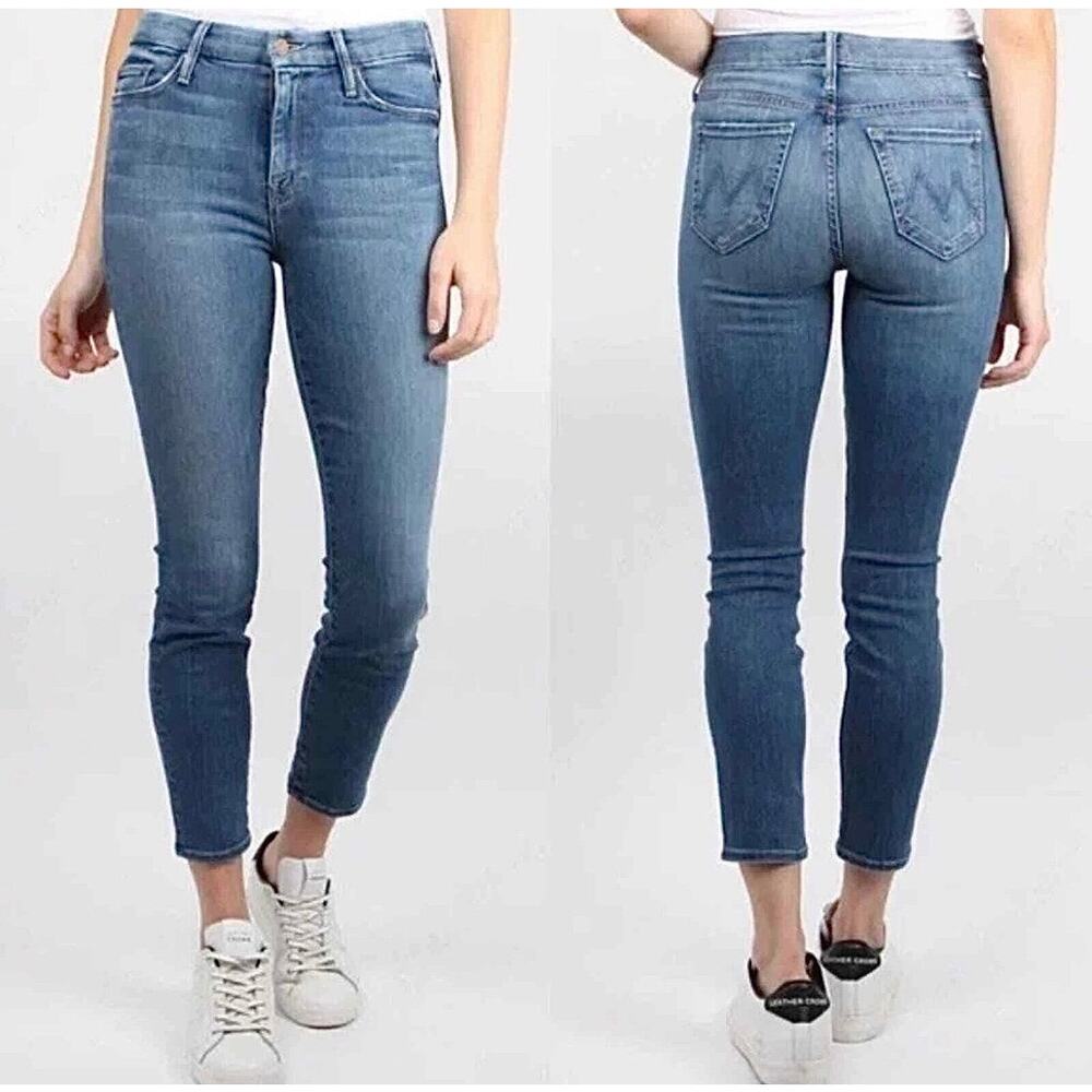 Mother Cropped Skinny Not Skinny Jeans Blue Skies Tomorrow Size 29